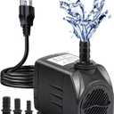 Fountain Pump, 400GPH Submersible Water Pump Outdoor, Ultra Quiet Water Fountain Pump With 6.5FT High Lift, 3 Nozzles for Pond Waterfall, Fish Tank, Aquarium, Hydroponics
