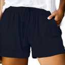 Eytino Womens Plus Size Loose Casual Drawstring Elastic Waist Summer Shorts with Pockets,1X Blue (Blue, XL)