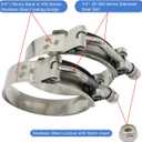 ROADFORMER 3.5" T-Bolt Hose O.D. Clamp: 83mm - 91mm (3.28" - 3.58") Hose Clamp for 3.5 inch Hose Outer Diameter, Stainless Steel Bolt and Band, Floating Bridge and Nylon Insert Locknut, 2 Pack