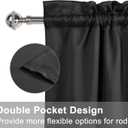 XWZO Door Curtains for Door Window, Thermal and Room Darkening Curtains for French Doors, Rod Pocket Blackout Curtains for Kitchen, 36 x 80 inches Long, Black, 1 Panel