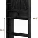 ChooChoo Over The Toilet Storage Cabinet, Farmhouse Bathroom Storage Cabinet with Sliding Door, Over Toilet Storage with Adjustable Shelves, Space-Saving, Black, 31.5 inches x 66.9 inches x 7.9 inches