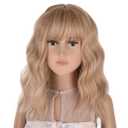 Kids Blonde Wig, Short Wavy Blonde Child Wig With Bang Synthetic Halloween Cosplay Blonde Hair Wigs for Kids Girl