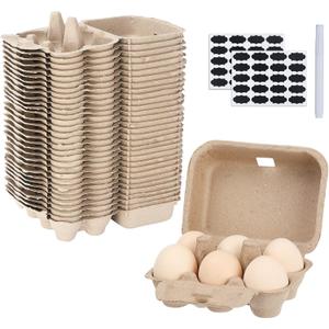 Paper Egg Cartons for Chicken Eggs, 36 Pieces Pulp Fiber Half Dozen Egg Cartons Bulk 6 Count Egg Storage Containers Holder for Family Farm Market Fridge Storing Chicken Eggs