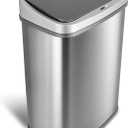 Ninestars DZT-50-28BR Automatic Touchless Motion Sensor Rectangular Trash Can, Black Top, 13 Gal. 49 L., Brush