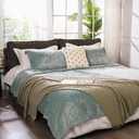 Luxury Velvet Queen Quilt Set, Ultra Soft Lightweight Velvet Comforter Set, Oversized Bedspread Coverlet with 2 Shams Diamond Pattern, for All Season (Aqua Green)