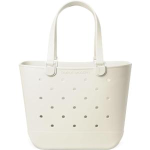 Simple Modern Extra-Large Beach Bag | Waterproof Getaway Rubber Tote with Zipper Pocket for Travel, Pool, Boat, Groceries, Sports | Cream