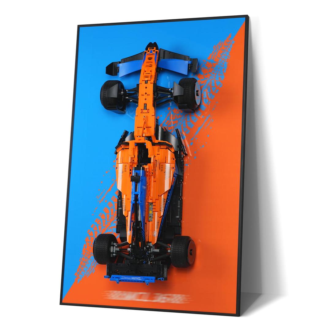 Display Wallboard for Lego McLaren Formula 1 Race Car, Wall Mount for Lego 42141 Collectible F1 Model Kit (Car Not Included),New Background