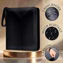 Premium Black Trading Card Binder with Handle 900 Card Capacity, 50 Double-Sided 9-Pocket Sleeves, PU Leather Zippered Design, Velvet Lining, Includes Bonus Clear Card Holder 13" x 10.5" x 1.8"