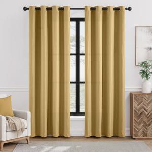 jinchan 100% Blackout Curtain 96 Inches Long White Curtain for Bedroom Living Room Linen Textured Thermal Insulated Curtain Grommet Top Window Drape 1 Panel White