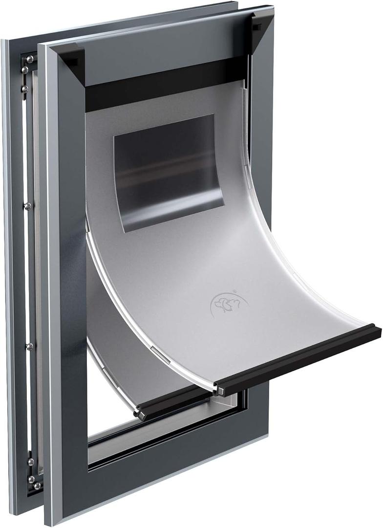 MAVRICFLEX Heavy Duty Aluminum Dog Door for Door, Large, Dark Gray