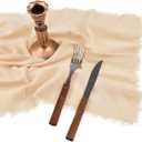 2 x Fall Thanksgiving Rustic Cloth Napkins 16.5x16.5 Inches Handmade Cotton Linen Napkins with Fringe Boho Washable Dinner Napkins in Bulk for Wedding Party Table Decor Set of 4 Beige