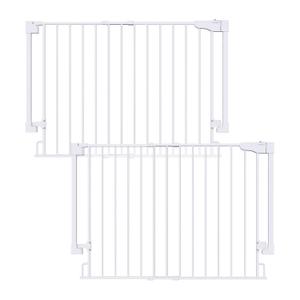 Cumbor 2 Pack 29.2-43" No Bottom Bar Baby Gate for Stairs, 2-in-1 Auto Close Dog Gate Indoor, Hardware Mounted Pet Gate for Doorways with Large Walk Thru Door, Child-Proof Safety Gate for Kids (White)