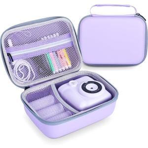 Phetium Kids Instant Print Camera Case Compatible with ETIKEZ/ESOXOFFORE/Cimizi/DUDUDRAGON/Dylanto Instant Cameras for Kids, Storage Organizer Bag for Refill Print Paper Rolls(Box Only)-Purple