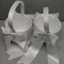 2 PCS Flower Girl Baskets Set- Cute Cherish Wedding Flower Baskets (Ivory)