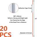 Driveway Markers with Reflective Tape 20 Pcs 48 Inch Solid Fiberglass Pole Snow Stakes for Parking Lots, Walkways, Ski Slopes Road (5/16 Inch Diameter)