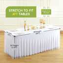 Wish Care White Tulle Rectangle Tablecloth - 4 Foot Rectangle Party Wedding Table Cloths - 4ft Stretch Ruffle Tablecloths - Spandex Fitted Table Cloth - Engagement Baby Shower Baptism Decorations