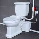 750W Upflush Macerating Toilet for Basement, Macerator Pump with 1 Drainage Outltes for Kitchen Sink Two Piece Toilet, 3 Water Inlets Connect to Sink, Shower,Sink & Tub, Nano-Glazed Finish