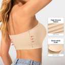 ProKloud Strapless Push Up Bras for Women Wireless Bandeau Bra Non-Slip Silicone Tube Top Padded Convertible Bralette (Beige, XXL)