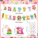 3 x 52 Pcs Easter Banner, Happy Easter Garland with Hanging Swirls, Cute Egg Bunny Sign Decorations for Office Home, Easter Party Supplies