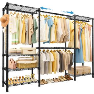 K2E Expandable Closet System Heavy Duty Clothes Rack for Hanging Clothes