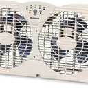 HOLMES Dual Blade Digital Window Fan with Programmable Thermostat Control, Dual 3 Blade Fans, 2 Speeds, Expandable Side Panel with Additional Extender Panels, White
