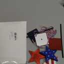 4th of July Tiered Tray Decor Wooden Star Set, 3 Pcs Memorial Day Table Decorations, Rustic Patriotic Tabletop Home Decor, Red White and Blue Decorations for Home (Shiny)