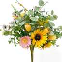 Artificial Wildflowers Bouquet Set - 4 Bundles Colorful Silk Daisies with Stems Floral Arrangement for Vase, Spring Summer Home Décor, Table Centerpiece, Kitchen, Indoor,Party Decoration