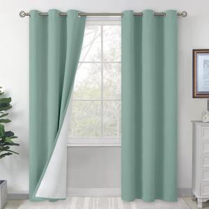 BGment Living Room Curtains 84 Inch Long, Thermal Insulated Blackout Panels for Bedroom, 2 Set Soundproof Window Drapes, Each 42 Inch Wide, Frosty Green