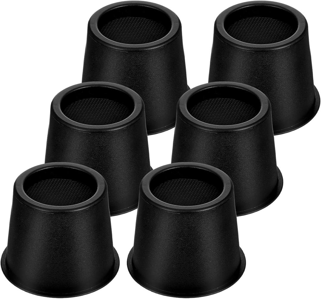 6 Pack Black Bed Risers 4 Inch Heavy Duty, Round Furniture Risers for Bed Desk Leg Table Sofa Couch, Support up to 3300 Lbs