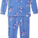 GAP Baby Toddler Long John Pajama Set (18-24 Months, Blue Floral)
