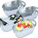 4 Pack 3 Gallon Galvanized Tub, Ice Buckets for Parties, Beverage Tubs for Parties, Metal Drink Buckets for Parties with Carry Handles, Champagne Wine Beer Cooling Tub, Mimosa Bar Supplies