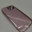 Hython for iPhone 14 Pro Max Case Glitter, Clear Magnetic Phone Cases with Camera Lens Protector [Compatible with MagSafe] Bling Plating Soft TPU Slim Shockproof Protective Cover Women Girls, Pink