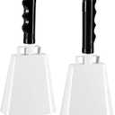 BLUE PANDA 2 Pack Cow Bells - Cowbells for Sporting Events - Percussion Noise Makers with Handle for Football Games, Stadiums (White Cowbell) 9.5-inch Cow Bell