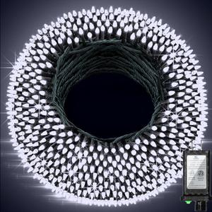 1500 LED 470FT Christmas String Lights, 12 Modes and Timer Memory Dimmable, Plug in Outdoor Waterproof Dark Green Wire Twinkle Fairy Light for for Xmas Yard Tree Wedding Party Outside Decor Cool White