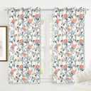 DriftAway Ada Floral Botanical Print Flower Leaf Lined Thermal Insulated Room Darkening Blackout Window Curtains 2 Layers Set of 2 Panels Each 52 Inch by 63 Inch Ivory Orange Teal