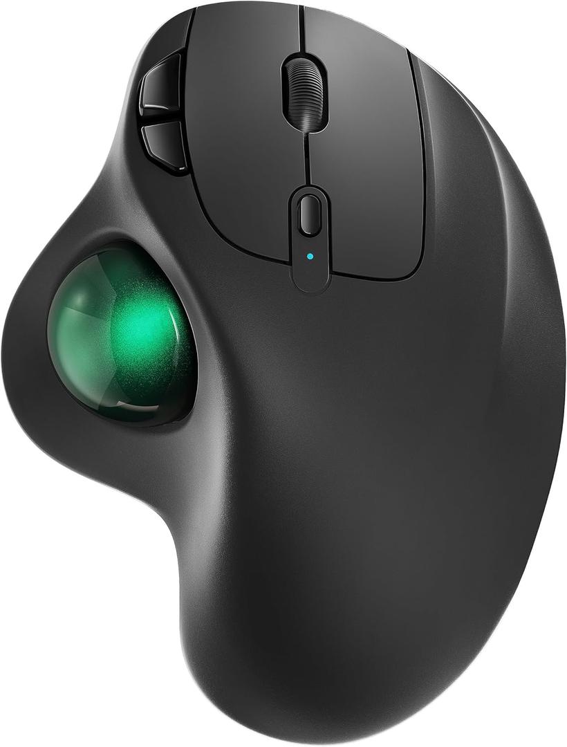 Nulea M501 Wireless Trackball Mouse, Rechargeable Ergonomic, Easy Thumb Control, Precise & Smooth Tracking, 3 Device Connection (Bluetooth or USB Receiver), Compatible for PC, Laptop, Mac, Windows.