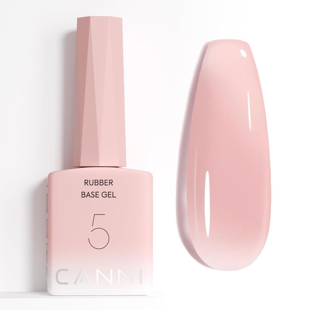 CANNI Rubber Base Gel  9ml Nude Base Coat Gel, Natural Cover Strengthening for Weak Nails, Soak Off UV LED for DIY Salon Manicure