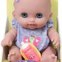 Lil Cutesies 8.5" All Vinyl Baby Doll | Posable and Washable | Removable Outfit | Lulu- Blue Eyes | JC Toys |Ages 2+