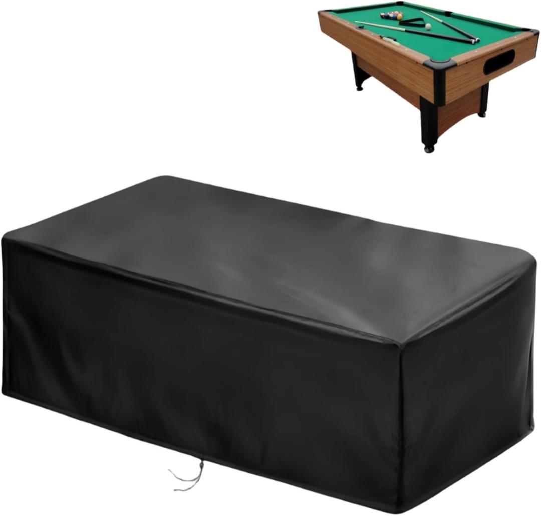 2025 Upgraded FabricSaking 8 Ft Pool Table Cover Waterproof, Heavy Duty Billiard Table Cover Indoor & Outdoor, 102" L x 53" W x 32" H, Black