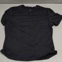 YEOREO Women Fitted Workout Tops Short Sleeve Double Lined Basic Y2K Going Out Crew Neck Compression Crop Top (Medium, Black)