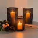 Metal Candle Holders Set of 3, Decorative Tealight Candle Holder Sets, Candlestick for Pillar Vintage Style Perfect for Tabletop Centerpieces (Black, Dense Network)
