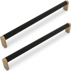 6 Pack Matte Black and Champagne Bronze Cabinet Pulls knurled 10 Inch Hole Centers Kitchen Cabinet Handles Drawer Pulls Cabinet Hardware