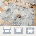 DMOYEST 9x12 Area Rug for Living Room:Washable Modern Neutral Abstract Rug with Low Pile Non Slip Soft Thin Large Indoor Carpet for Bedroom Dining Room Home Office Decor - Grey Blue