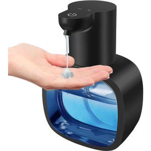 Automatic Liquid Soap Dispenser with 500ml /17oz Capacity, Touchless Soap Dispenser with 4 Level Adjustable, Rechargeable, Wall-Mounted, Waterproof for Kitchen, Bathroom, Hotel, Restaurant (Black)