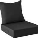 Outdoor Cushions for Patio Furniture,Outdoor Seat Cushion Set 24 x 24 x 5.75 Inch,Waterproof & Fade Resistant Outdoor Chair Cushions,Deep Patio Chair Cushion with Removable Cover,Black