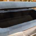 Christopher Knight Home Daggy Upholstered Ottoman with Storage for Living Room, Fabric Modern Storage Ottoman Foot Rest, Bedroom Oval End of Bed Bench with Wooden Frame, Blue+Brown