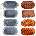 Tongjude 4 Piece Silicone Loaf Pan for Baking, Non-Stick Kitchen Oven Bread Pan, Perfect for Banana Bread, Sandwich, Pound Cake and Meatloaf, 6 Cups, Grey