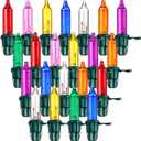 Mudder 60 Count Christmas Tree Replacement Light Bulbs 2.5v 0.425 Watt Replacement Bulb Mini Incandescent Wire String Lights Decoration for Prelit Xmas Tree(Green Base with Vivid Color Bulb)