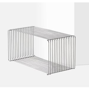 Stainless Steel Side Table,Square Geometry Retro Side Table Linear Metal End Table,Wire Cube Storage Rack, Book Stackable, Stainless Steel Coffee TableMulti-Purpose Accent Table