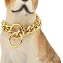PRADOG Dog Collar Chain Gold 19mm Cuban Link Collar Chains Stainless Steel Metal Slip Collar Gold Pet Necklace for Large Dogs 26" (Neck Fits 22"-24")